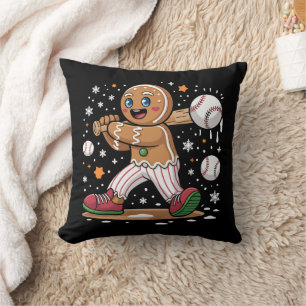 Weihnachtsmann Lebkuchenmann Sportler Baseballspie Kissen