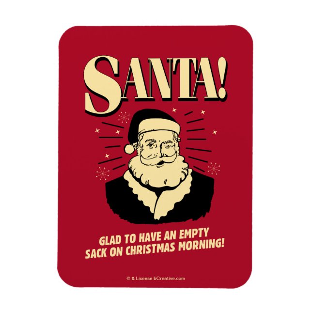 Weihnachtsmann: leerer Sack am Weihnachtsmorgen Magnet (Vertikal)