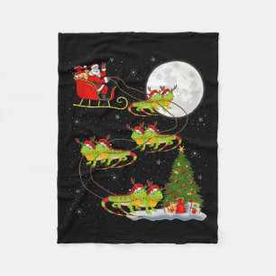 Weihnachtsmann Leguan Schlitten Fliegend Lustiger Fleecedecke