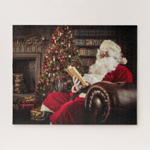 Weihnachtsmann Lesen in der Bibliothek Weihnachtsf Puzzle