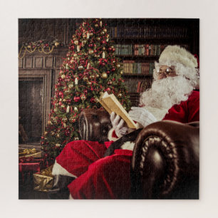 Weihnachtsmann Lesen in der Bibliothek Weihnachtsf Puzzle