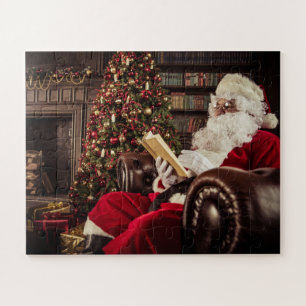 Weihnachtsmann Lesen in der Bibliothek Weihnachtsf Puzzle