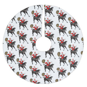 Weihnachtsmann-Liebe-schwarze Pferde Polyester Weihnachtsbaumdecke