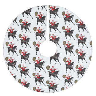 Weihnachtsmann-Liebe-schwarze Pferde Polyester Weihnachtsbaumdecke