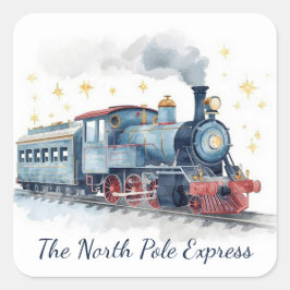 Weihnachtsmann-Lieferaufkleber für Jungen | Blau u Quadratischer Aufkleber