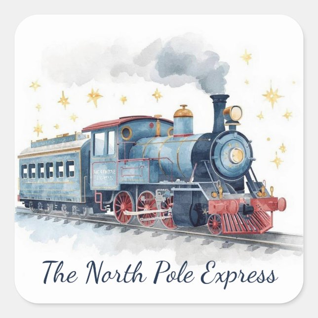 Weihnachtsmann-Lieferaufkleber für Jungen | Blau u Quadratischer Aufkleber (Vorderseite)