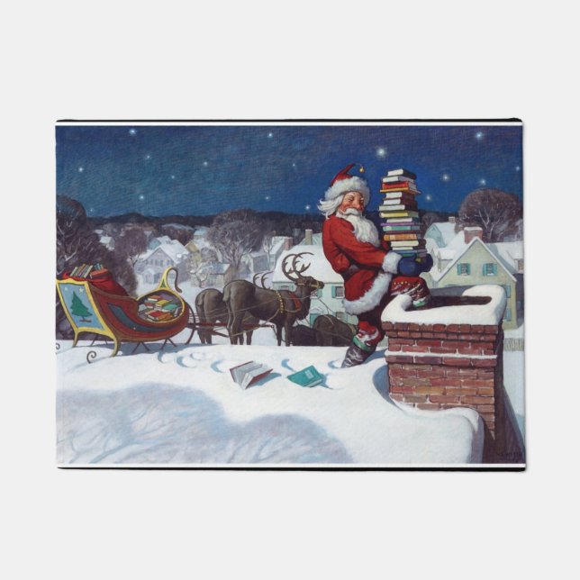 Weihnachtsmann liefert Bücher von N.C. Wyeth, Fußmatte (Vorderseite)