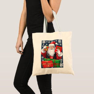 Weihnachtsmann liefert Geschenke Tragetasche