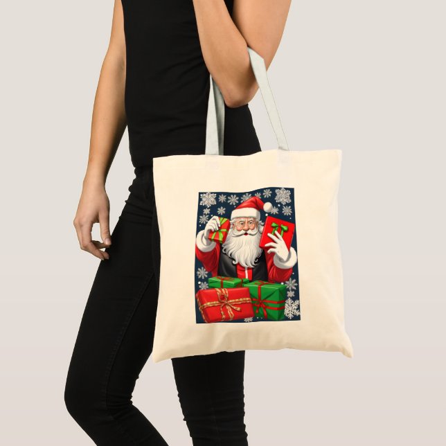 Weihnachtsmann liefert Geschenke Tragetasche (Vorderseite (Produkt))