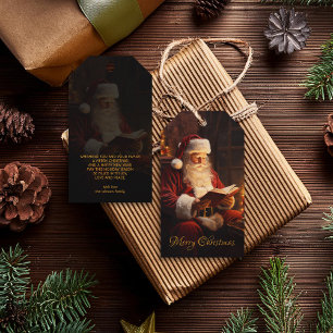 Weihnachtsmann liest ein Buch Geschenkanhänger