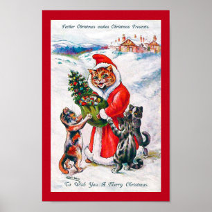 Weihnachtsmann, Louis Wain Poster