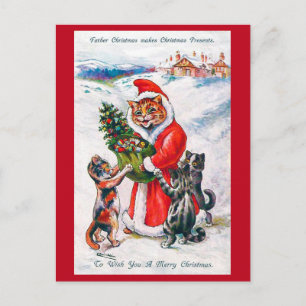 Weihnachtsmann, Louis Wain Postkarte