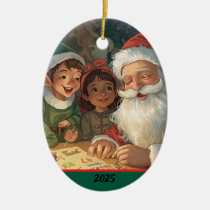 Weihnachtsmann macht eine Liste als Ornament