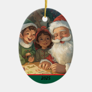 Weihnachtsmann macht eine Liste als Ornament