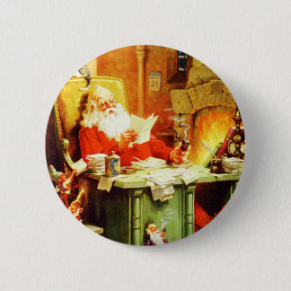 Weihnachtsmann macht seine Liste, überprüft sie zw Button