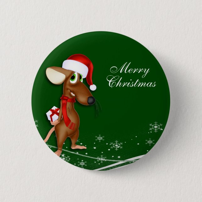 Weihnachtsmann-Maus Button (Vorderseite)