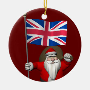 Weihnachtsmann mit Abschluss des Vereinigten König Keramik Ornament