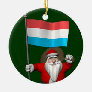 Weihnachtsmann mit Abschluss Luxemburgs Keramikornament