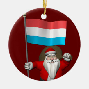 Weihnachtsmann mit Abschluss Luxemburgs Keramikornament