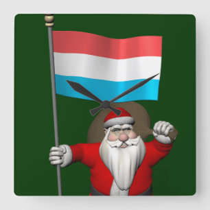 Weihnachtsmann mit Abschluss Luxemburgs Quadratische Wanduhr