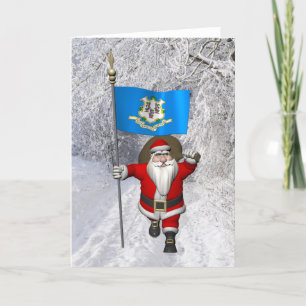 Weihnachtsmann mit Abschluss von Connecticut Feiertagskarte