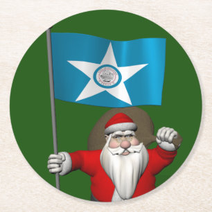 Weihnachtsmann mit Abschluss von Houston TX Runder Pappuntersetzer