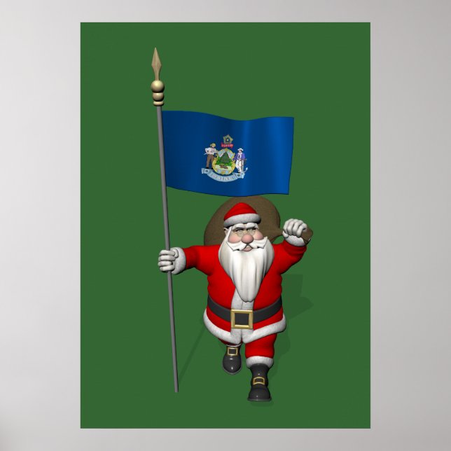 Weihnachtsmann mit Abschluss von Maine Poster (Vorne)