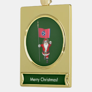 Weihnachtsmann mit Abschluss von Tennessee Banner-Ornament Gold