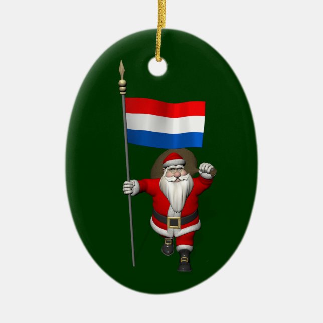Weihnachtsmann mit Abtritt der Niederlande Keramikornament (Vorne)