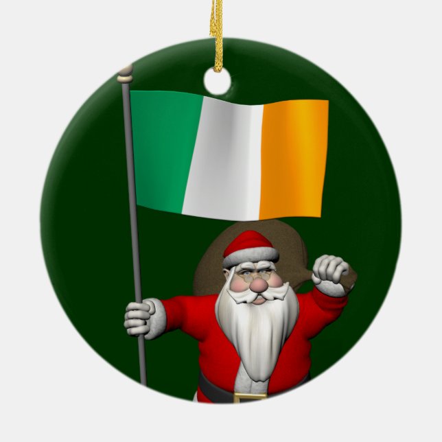 Weihnachtsmann mit Abtritt Irlands Keramikornament (Hinten)