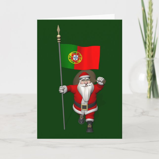 Weihnachtsmann mit Abtritt Portugals Feiertagskarte (Vorderseite)