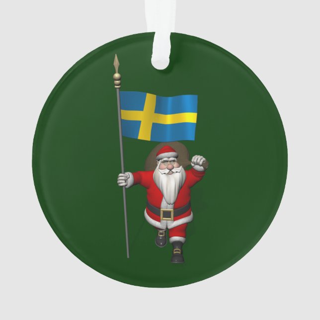 Weihnachtsmann mit Abtritt Schwedens Ornament (Rückseite)