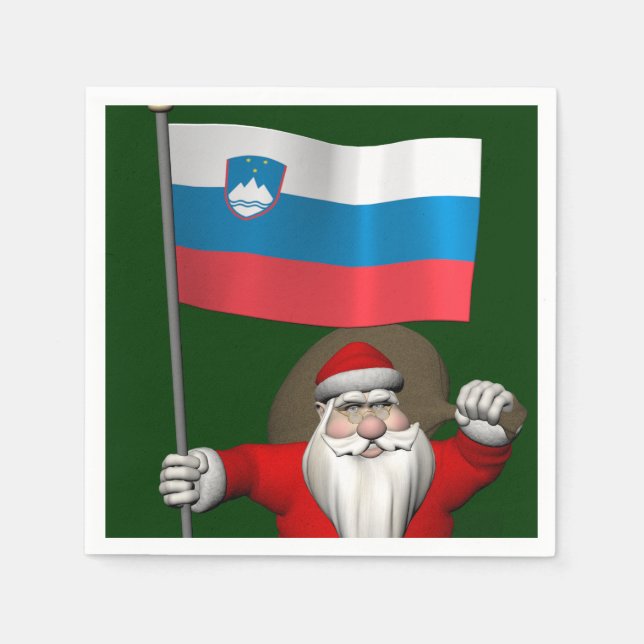 Weihnachtsmann mit Abtritt Sloweniens Serviette (Vorderseite)