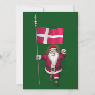 Weihnachtsmann mit Abtritt von Dänemark Dannebrog Feiertagskarte