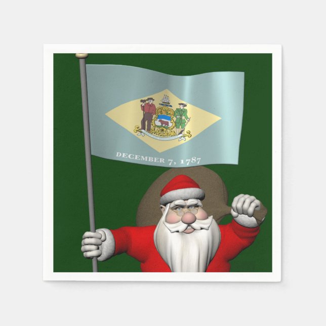 Weihnachtsmann mit Abzeichen von Delaware Serviette (Vorderseite)
