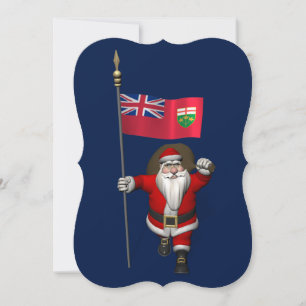 Weihnachtsmann mit Abzeichen von Ontario Feiertagskarte