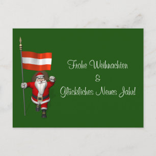 Weihnachtsmann mit Abzeichen von Österreich Feiertagspostkarte