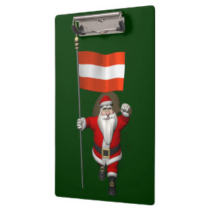 Weihnachtsmann mit Abzeichen von Österreich Klemmbrett