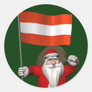 Weihnachtsmann mit Abzeichen von Österreich Runder Aufkleber