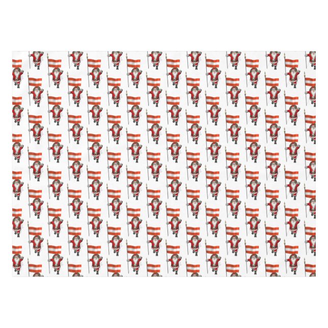Weihnachtsmann mit Abzeichen von Österreich Tischdecke (Vorderseite (Horizontal))