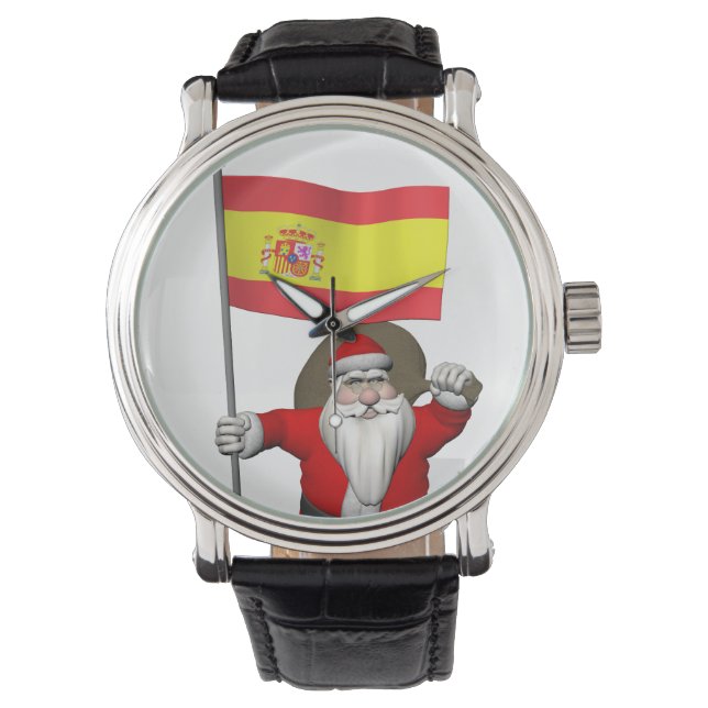 Weihnachtsmann mit Abzeichen von Spanien Armbanduhr (Vorderseite)