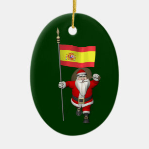 Weihnachtsmann mit Abzeichen von Spanien Keramik Ornament