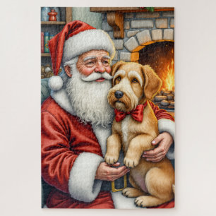 Weihnachtsmann mit Airedale-Weihnachtskunst Puzzle