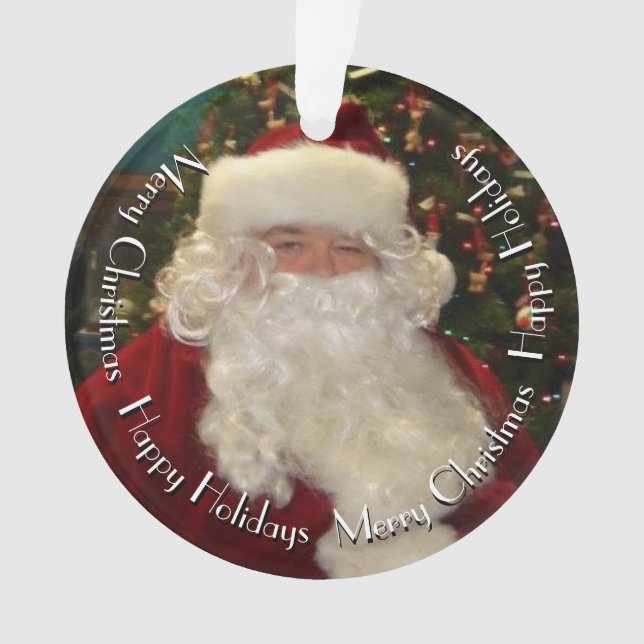 Weihnachtsmann mit anpassbarem Text Ornament (Vorderseite)