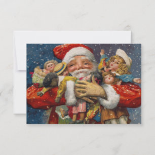 Weihnachtsmann mit Armen voller Puppen Einladung