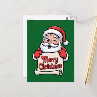 Weihnachtsmann mit Augenzwinkern 🎅 "Frohe Weihnac Postkarte