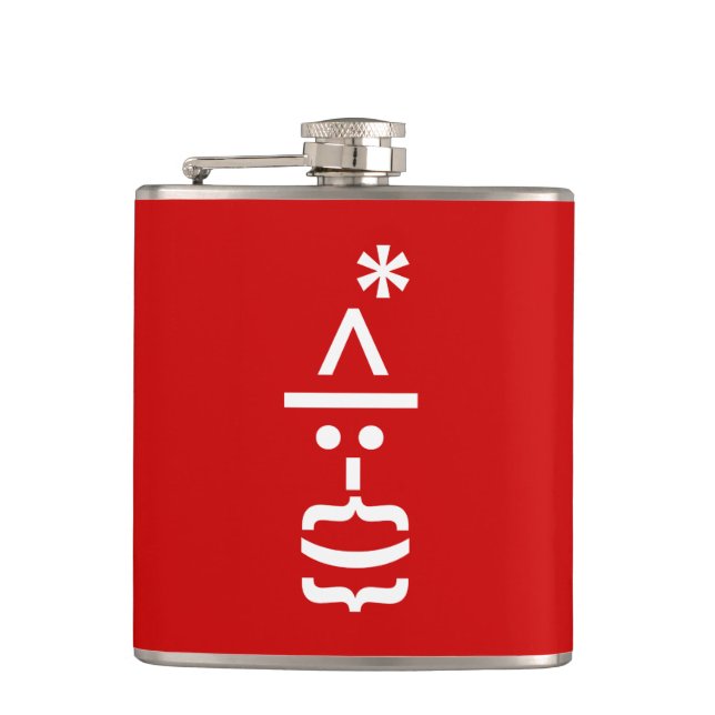 Weihnachtsmann mit Bart Christmas Emoticon Flachmann (Vorderseite)