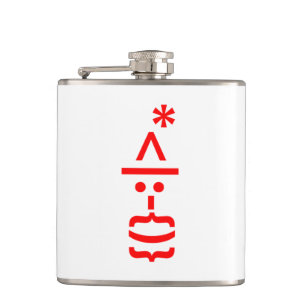 Weihnachtsmann mit Bart Christmas Emoticon Flachmann