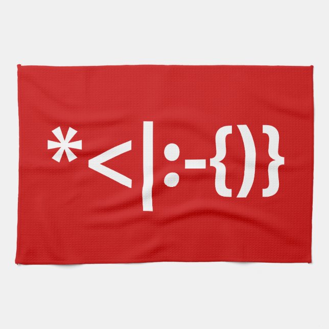 Weihnachtsmann mit Bart Christmas Emoticon Geschirrtuch (Horizontal)