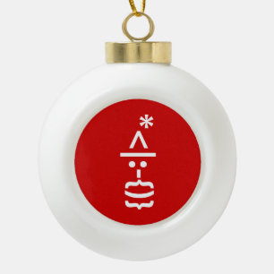 Weihnachtsmann mit Bart Christmas Emoticon Keramik Kugel-Ornament